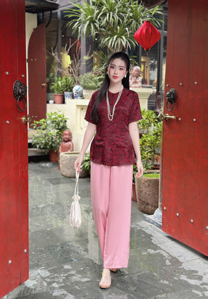 B16 M - Bà Ba Gấm Hoa Cao Cấp Tay Ngắn