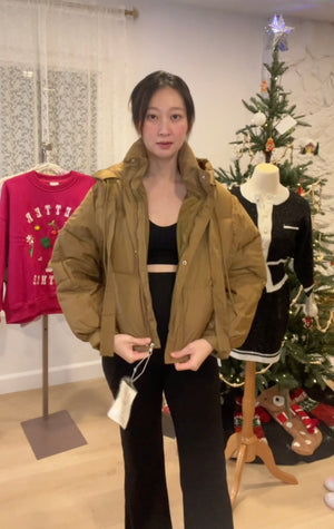 Brown Lightweight Puffer Bomber Jacket