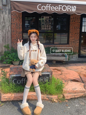 Embroiled Cute Bear Hoodie