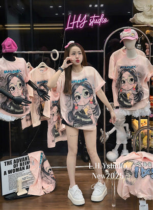 N13 Braided Hair Girl Sparkling Tshirt Top