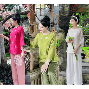 P04 - Pháp Phục Lam Voan Tơ Thêu Cao Cấp