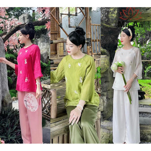 P03 - Pháp Phục Lam Voan Tơ Thêu Cao Cấp