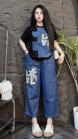 Love Jean Set in Black