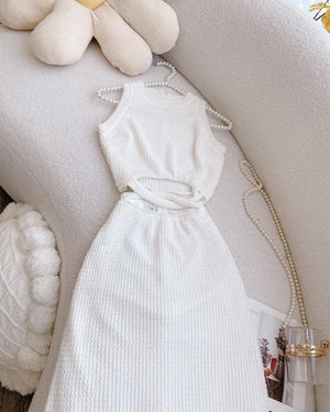 White Set of 2pc - Crop Top and Skirt