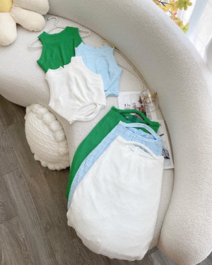 Green Set of 2pc - Crop Top and Skirt