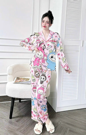 Labubu Long Sleeved Shirt Long Pants Pajama Set