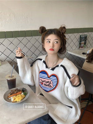 Cream Colorful Spring Sweater