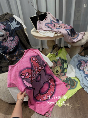 N14 Distressed Mic.key Tee Top