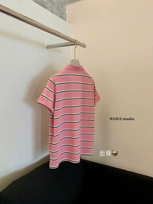 Striped Polo Tee Top