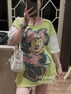 N14 Distressed Mic.key Tee Top