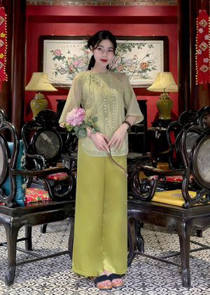 P15 - Pháp Phục Lam Voan Tơ Thêu Cao Cấp