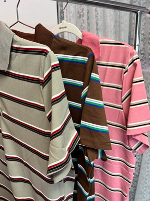 Striped Polo Tee Top
