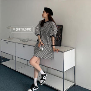 Striped Puff Sleeve Dress