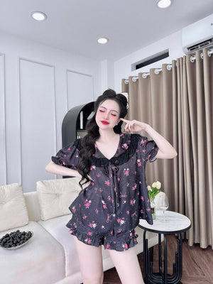 (Size M: 90-120 lbs) Cute Short Sleeved Pajama Set