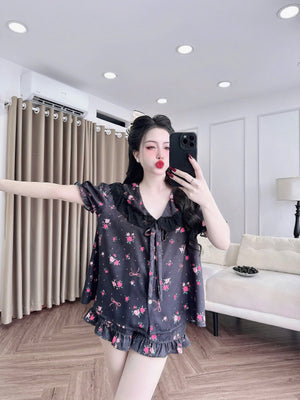 (Size M: 90-120 lbs) Cute Short Sleeved Pajama Set