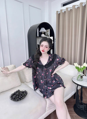 (Size M: 90-120 lbs) Cute Short Sleeved Pajama Set