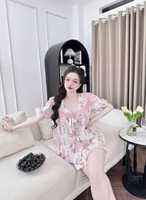 (90-120 lbs) Cute Short Sleeved Latin Silk Pajama Set