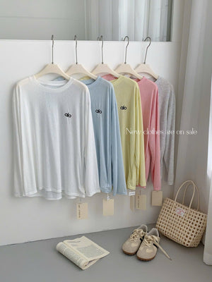 Long Sleeved Paper Like Soft Fabric Summer Tee Top