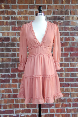 Sexy Coral V-neck Dress