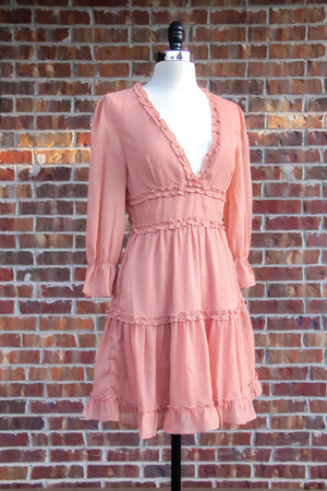 Sexy Coral V-neck Dress