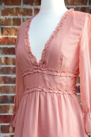 Sexy Coral V-neck Dress