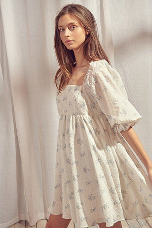 Babydoll Dress with Baby Blue Flowers