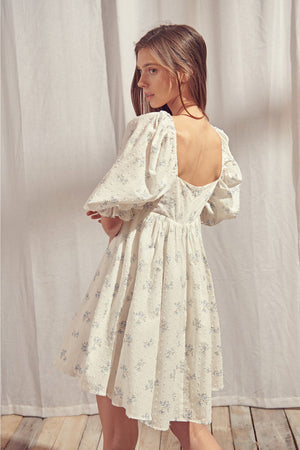 Babydoll Dress with Baby Blue Flowers