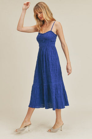 Sleeveless Cobalt Spaghetti Strap Midi Dress
