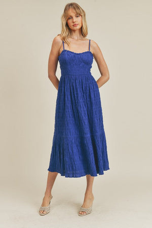 Sleeveless Cobalt Spaghetti Strap Midi Dress