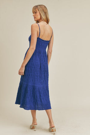 Sleeveless Cobalt Spaghetti Strap Midi Dress