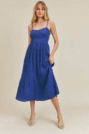 Sleeveless Cobalt Spaghetti Strap Midi Dress