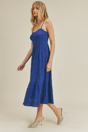 Sleeveless Cobalt Spaghetti Strap Midi Dress