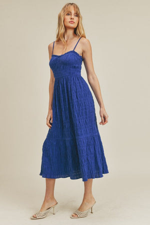 Sleeveless Cobalt Spaghetti Strap Midi Dress