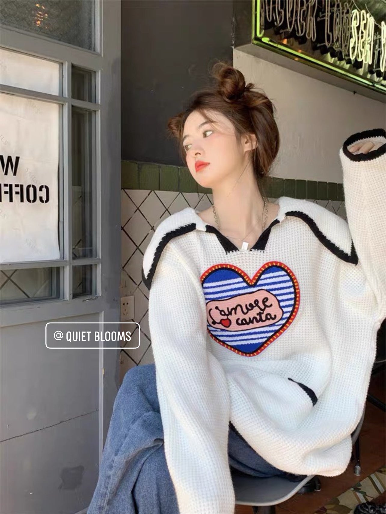 Cream Colorful Spring Sweater