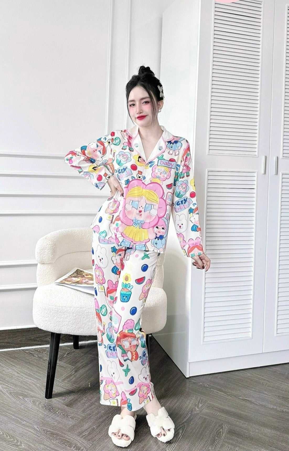 (90-120 lbs) Crybaby Long Sleeved Shirt Long Pants Pj Set