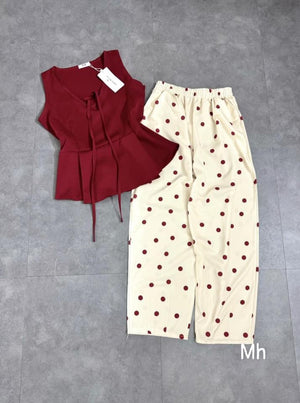 Set 2pc Sleeveless Top and Polka Dot Pants