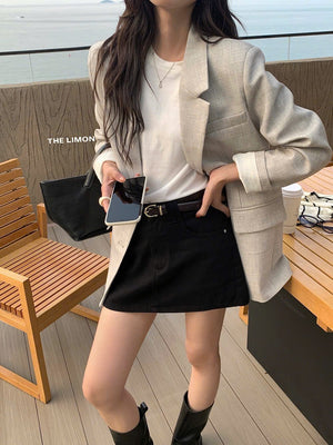 Grey Comfortable Cozy Blazer Vest