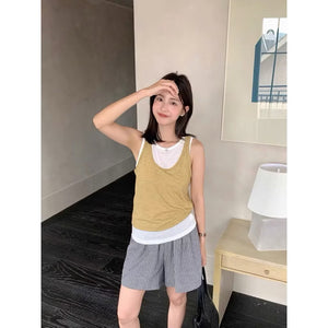 Top713 - Two in One Sleeveless Tank Top