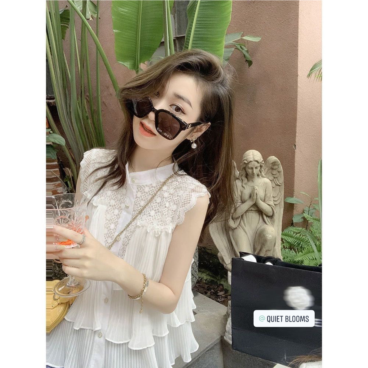 Sleeveless Babydoll White Blouse Top