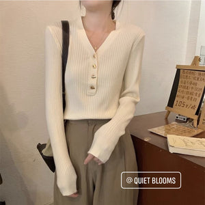 Basic Front Button Long Sleeves Top - 3 colors