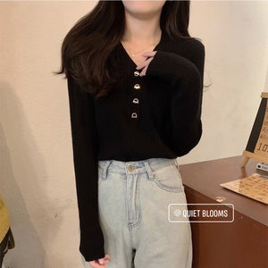Basic Front Button Long Sleeves Top - 3 colors