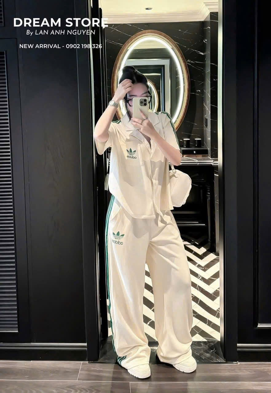 Set Short Sleeves Button Up Top and Long Pants