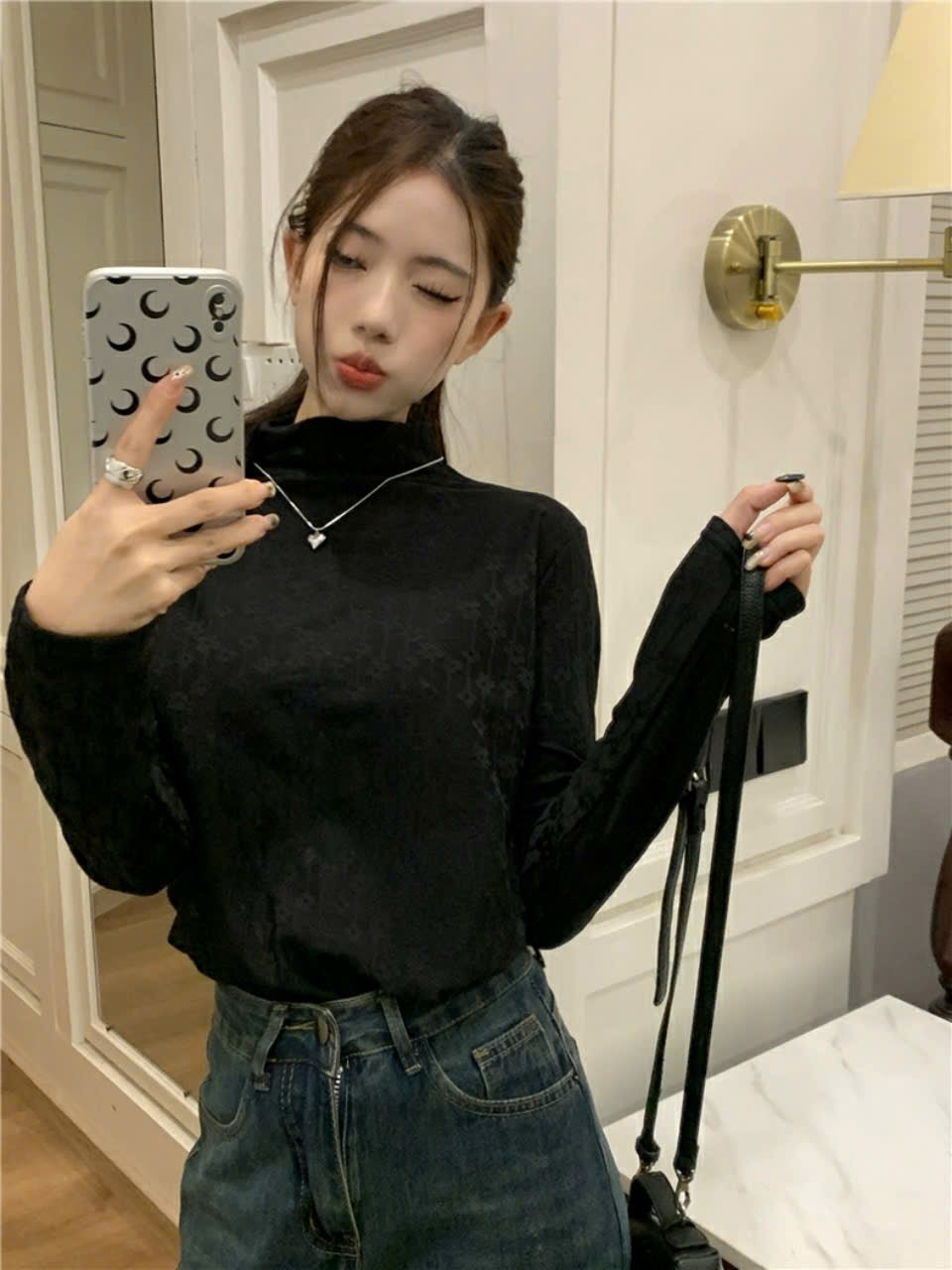 Black Turtle Neck Top