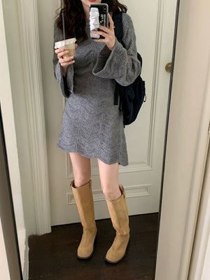 Grey Mini Knit Dress