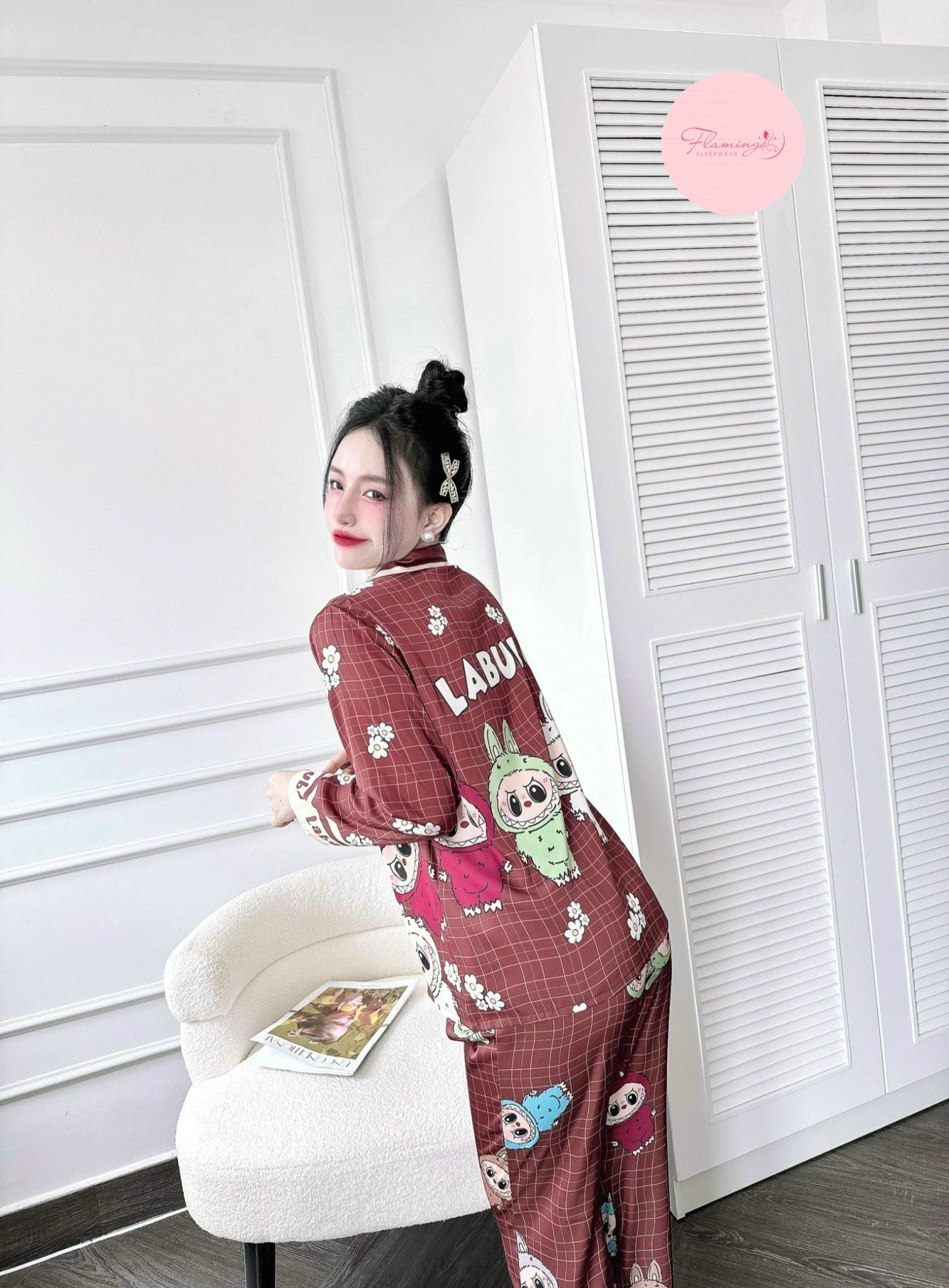 (90-120 lbs) Labubu Long Sleeved Shirt Long Pants Pj Set