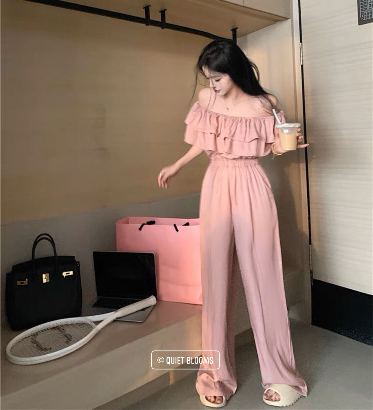 Dusty Rose On and Off Shoulders Jumpsuit