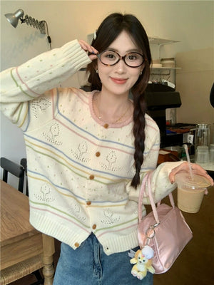 Flowers Knit Cardigan