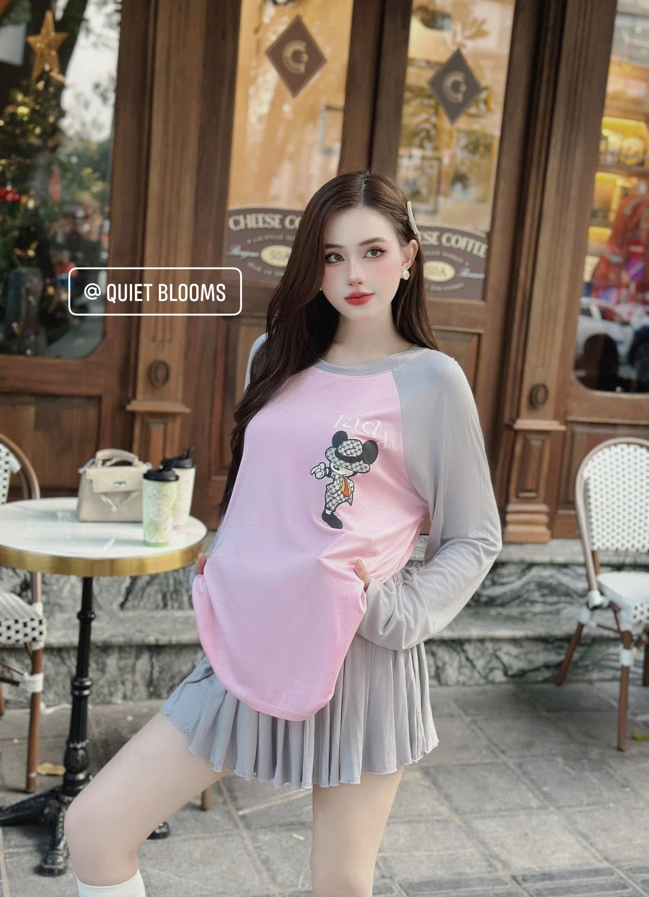 SET of 2 - Long Sleeve Cute Top and Skort