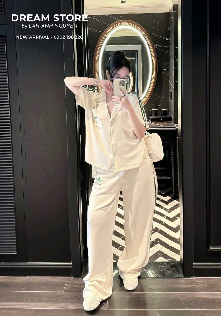 Set Short Sleeves Button Up Top and Long Pants