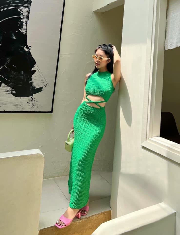 Green Set of 2pc - Crop Top and Skirt